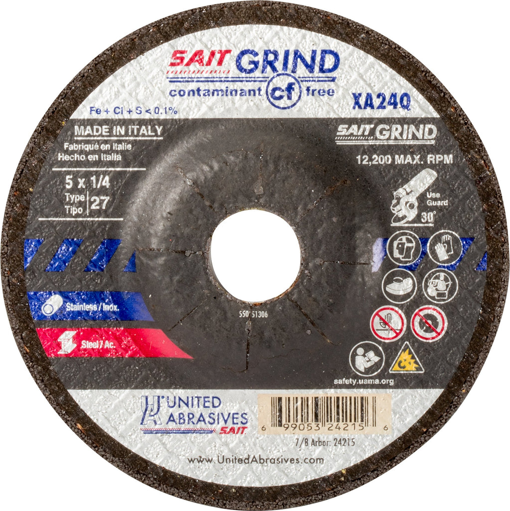 Sait 4-1/2 x 1/4 x 7/8 Ty-27 XA24Q Stainless Steel Cut-Off Wheel 25pcs - 24210