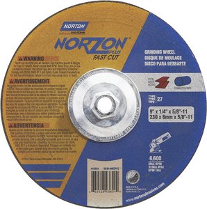 Norton 9x1/4x5/8-11 Norzon Plus Grinding Wheel 10pk - N66253021634